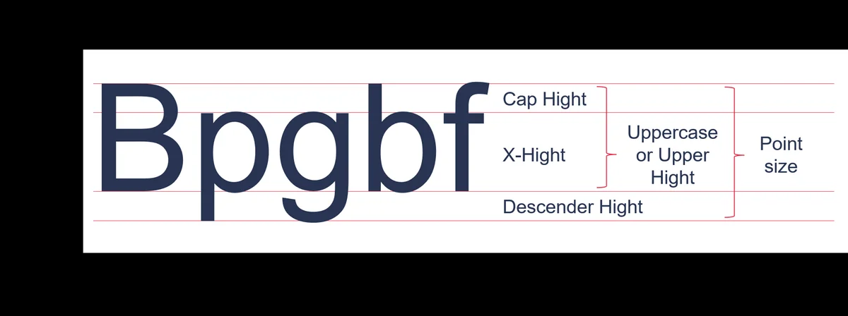 The four-line principle of typography – baseline, x-height, cap height and ascender