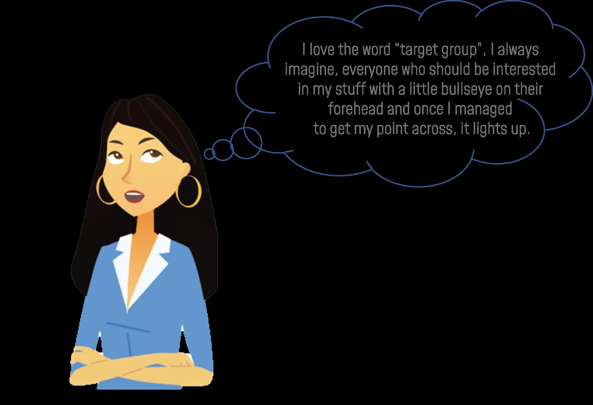 Minime character illustrating target group analysis in design