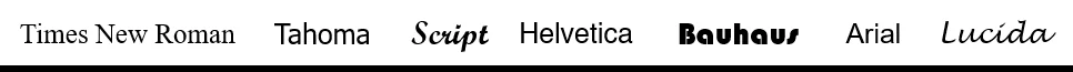 Examples of different typefaces and font styles
