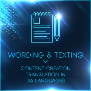 presentation agency wording & texting icon